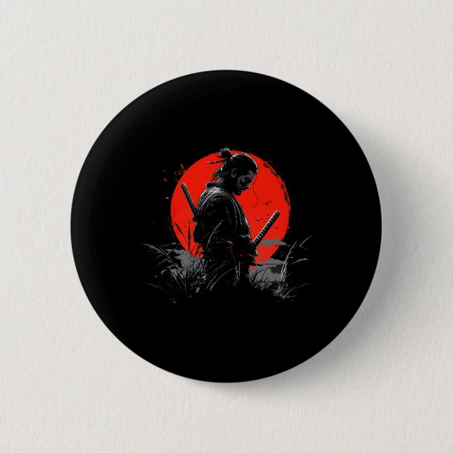 Samurai Spirit Graphic Modern Warrior's  Button (Front)
