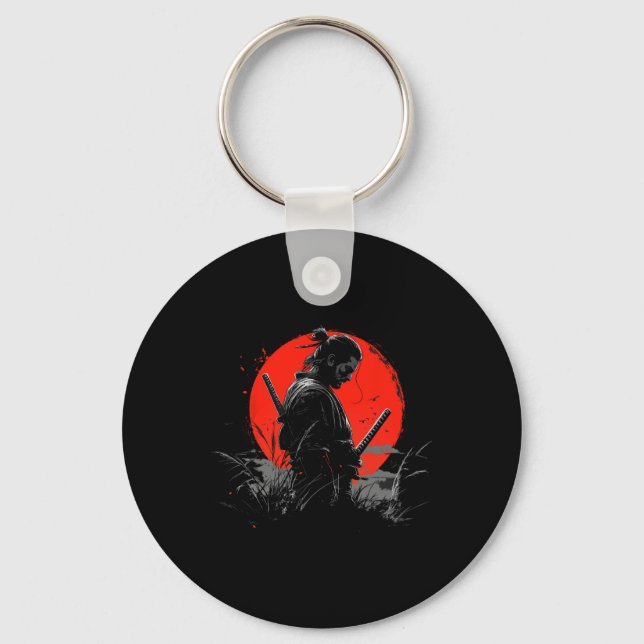 Samurai Spirit Graphic Modern Warrior's  Keychain (Front)