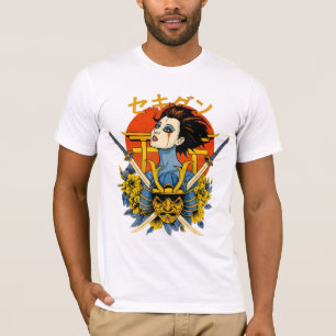 Samurai Spirit: Japanese Woman with Dual Swords an T-Shirt