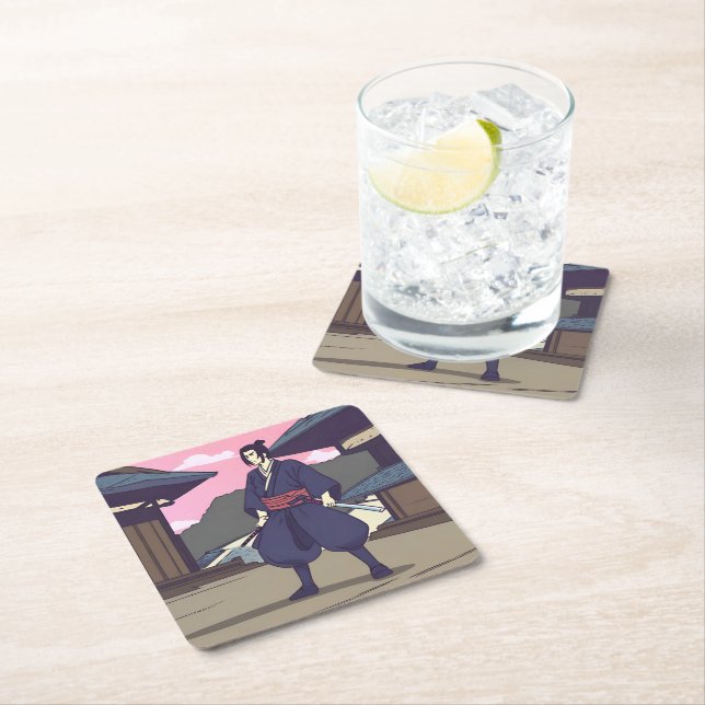 samurai square paper coaster (Insitu)