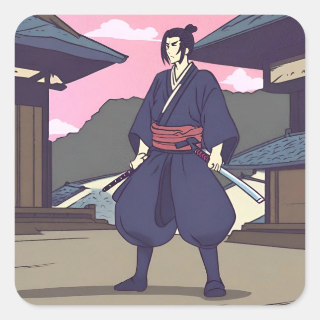 samurai square sticker (Front)