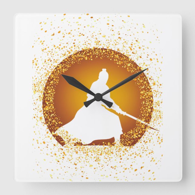 samurai square wall clock (Front)