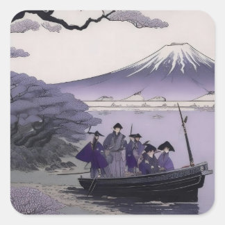 Samurai Sticker Mount Fuji Japanese Art