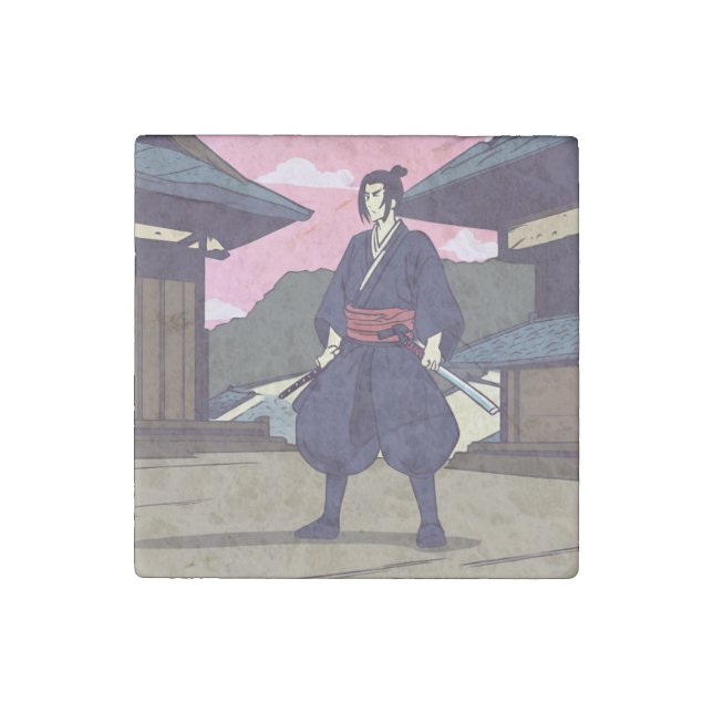 samurai stone magnet (Front)