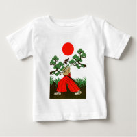 Samurai sword and pine and Japanese flag Baby T-Shirt