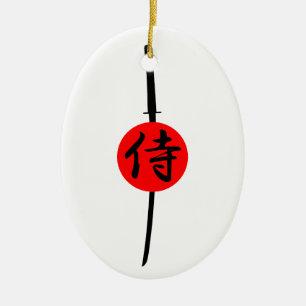 SAMURAI - Sword & Kanji Ceramic Ornament