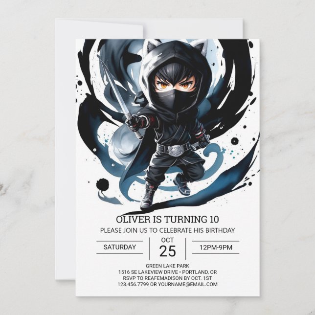Samurai Sword Ninja Surprise Birthday Invitation (Front)
