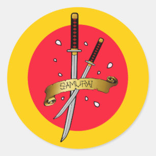 Samurai Sword Tattoo Classic Round Sticker