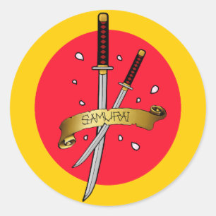 Samurai Sword Tattoo Classic Round Sticker