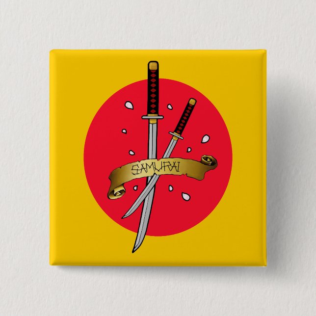 Samurai Sword Tattoo Pinback Button (Front)