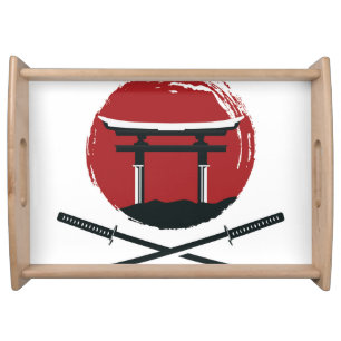 Samurai Sword: Torii Gate Cartoon Serving Tray