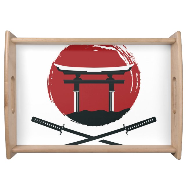 Samurai Sword: Torii Gate Cartoon Serving Tray (Front)