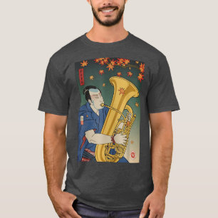 Samurai Tuba Music Ukiyoe Fall Autumn  T-Shirt