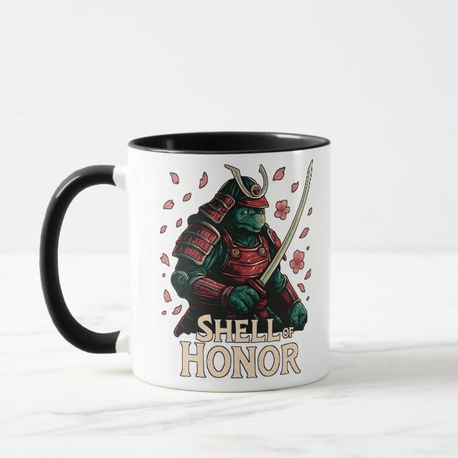 Samurai Turtle Warrior Cherry Blossoms Mug (Left)