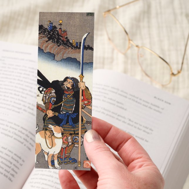 Samurai Warrior and His Dog- Japanese Woodblock Bookmarks (Hand)