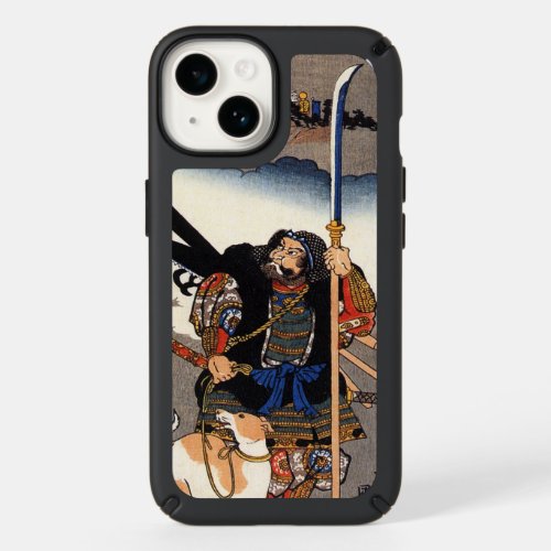 Samurai Warrior and His Dog_ Japanese Woodblock Speck iPhone 14 Case