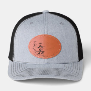 Samurai Warrior at Mount Fuji Japanese Art Leather Patch Hat