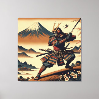Samurai Warrior at Mount Fuji - Ukiyo-e Art Canvas Print