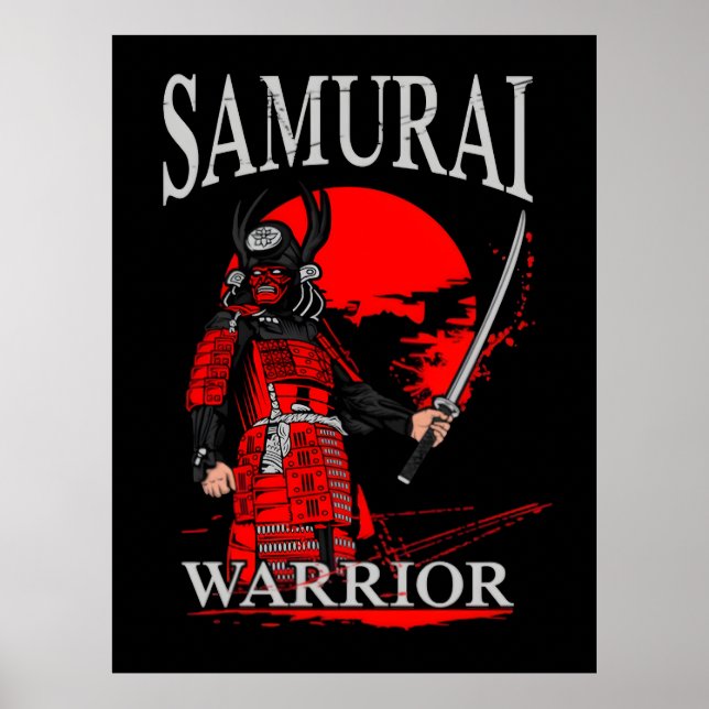 Samurai Warrior Blade: Bold Brushstroke Battle Ban Poster (Front)