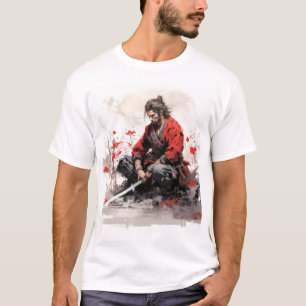 Samurai Warrior Crouching with Sword Drawn T-Shirt