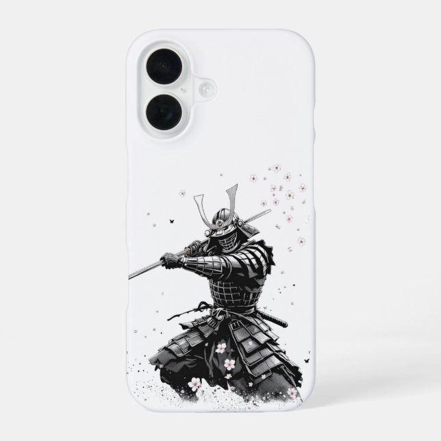 Samurai Warrior in Action Japanese Art Ceramic  iPhone Case (Back)
