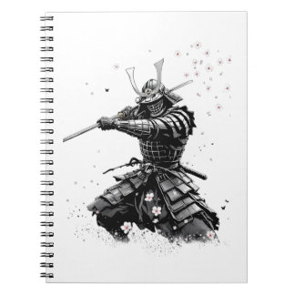 Samurai Warrior in Action Japanese Art Ceramic Notebook