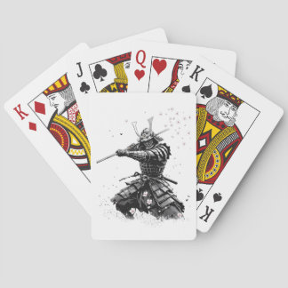 Samurai Warrior in Action Japanese Art Ceramic Poker Cards