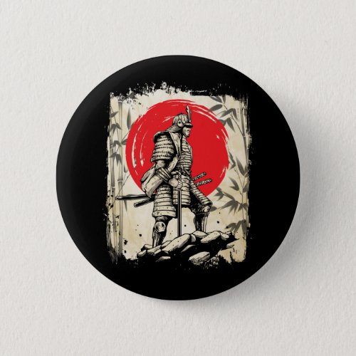 Samurai Warrior Japanese Hero Japan Swordsmen Button