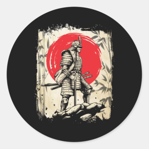 Samurai Warrior Japanese Hero Japan Swordsmen Classic Round Sticker