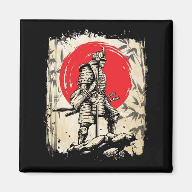 Samurai Warrior Japanese Hero Japan Swordsmen Magnet (Front)