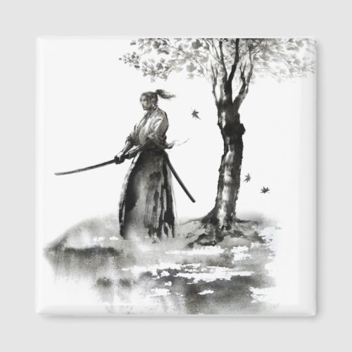 Samurai warrior silhouette magnet