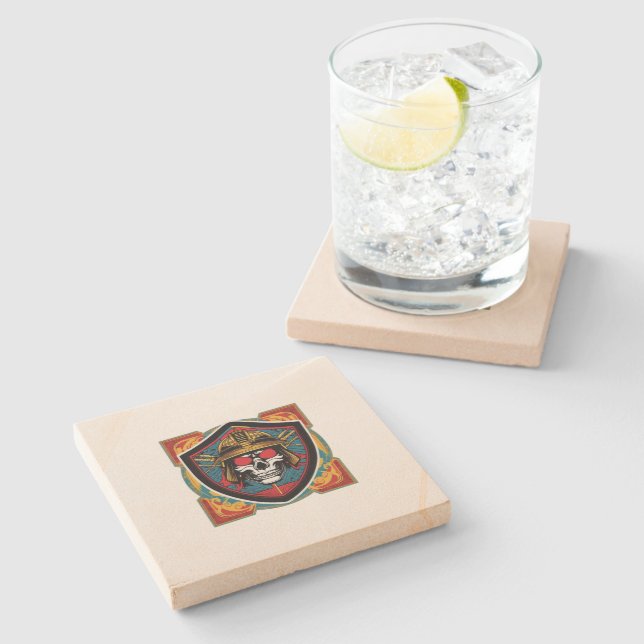 Samurai Warrior Stone Coaster (Side)