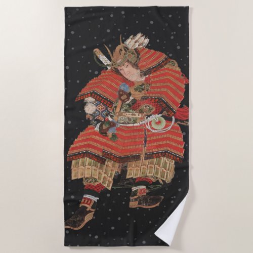 Samurai Warrior Vintage Japanese Art Beach Towel