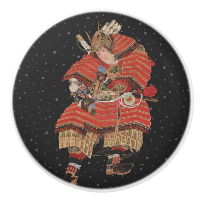 Samurai Warrior Vintage Japanese Art Ceramic Knob (Front)