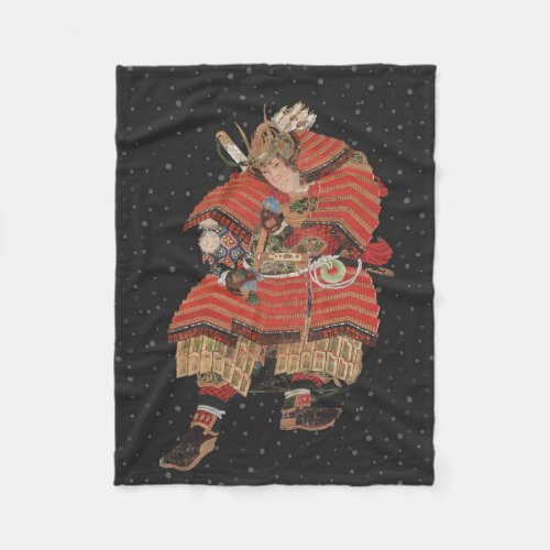 Samurai Warrior Vintage Japanese Art Fleece Blanket