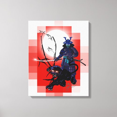 Samurai Warrior with black panther Canvas Print