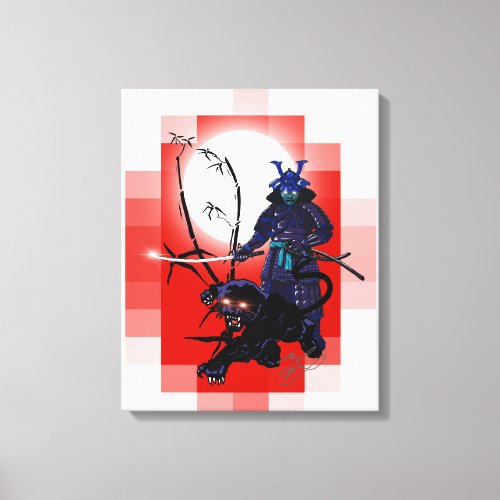 Samurai Warrior with black panther Canvas Print
