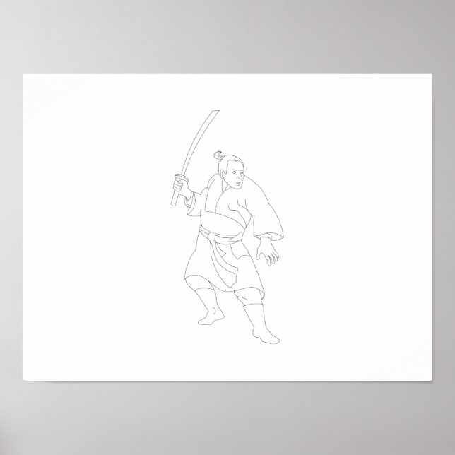 Samurai Warrior With Katana Sword Poster (Front)