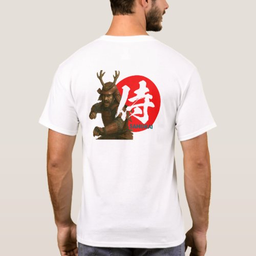 Samurai Warrior with Rising Sun and Kanji T-Shirt