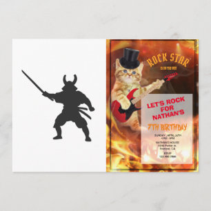 Samurai Warrior with sword - Choose back color Invitation