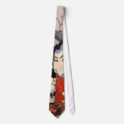 Samurai Wearing a Skull Pattern Neck Tie