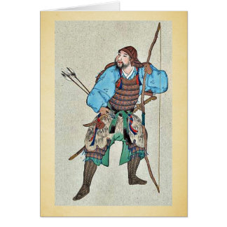 Samurai wearing armor and holding a bow cards