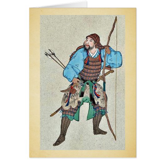 Samurai wearing armor and holding a bow cards (Front)