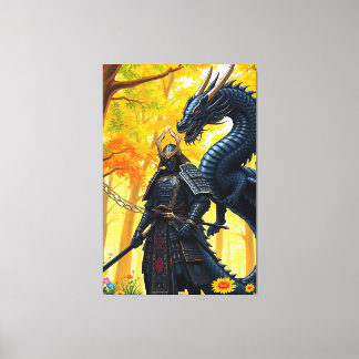 Samurai with Dragon  Canvas Print