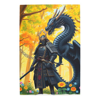 Samurai with Dragon . Metal Print