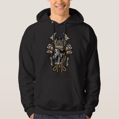 Samurai with old japanese army hat hoodie