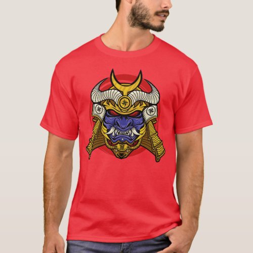 Samurai With Oni Mask T_Shirt