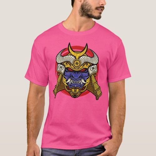Samurai With Oni Mask T_Shirt