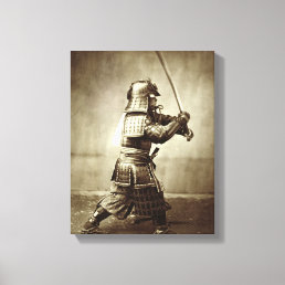 Samurai with raised sword, c.1860 (albumen print) canvas print