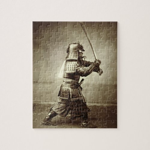 Samurai with raised sword c1860 albumen print jigsaw puzzle